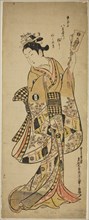 Yaoya Oshichi holding a battledore paddle, c. 1744/51, Okumura Masanobu, Japanese, 1686-1764,