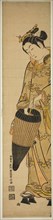Young Woman with Umbrella, c. 1740s, Ishikawa Toyonobu, Japanese, 1711-1785, Japan, Hand-colored