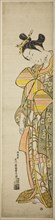 Courtesan Holding a Long Pipe, c. 1743, Ishikawa Toyonobu, Japanese, 1711–1785, Japan, Hand-colored