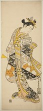 Standing Geisha, c. 1748, Ishikawa Toyonobu, Japanese, 1711–1785, Japan, Hand-colored woodblock
