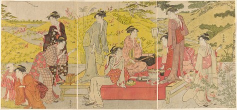Picnic Party at Hagidera, c. 1785/95, Katsukawa Shuncho, Japanese, active c. 1780-1801, Japan,