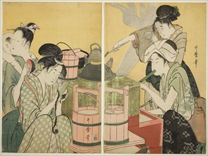 Kitchen Scene, c. 1794/95, Kitagawa Utamaro ??? ??, Japanese, 1753 (?)-1806, Japan, Color woodblock