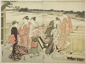 Women Boarding a Pleasure Boat, 1780s, Katsukawa Shuncho, Japanese, active c. 1780-1801, Japan,