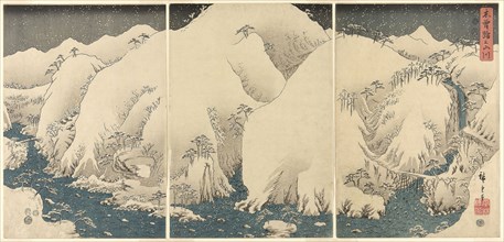 Mountains and Rivers on the Kiso Road (Kisoji no yamakawa), from an untitled series of triptychs,