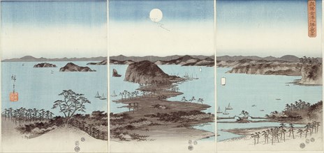 Evening View of Eight Famous Sites at Kanazawa (Buyo Kanazawa hassho yakei), 1857, Utagawa