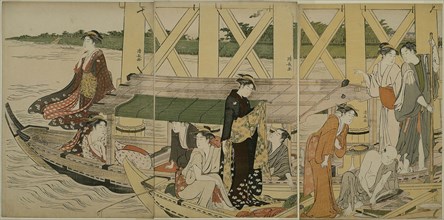 Pleasure Boats below Azuma Bridge, c. 1784, Torii Kiyonaga, Japanese, 1752-1815, Japan, Color