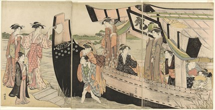 Women Coming Ashore from a Pleasure Boat on the Sumida River, c. 1785, Torii Kiyonaga, Japanese,