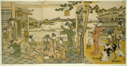 Chinese Beauties at a Banquet, 1788/90, Kitagawa Utamaro ??? ??, Japanese, 1753 (?)-1806, Japan,