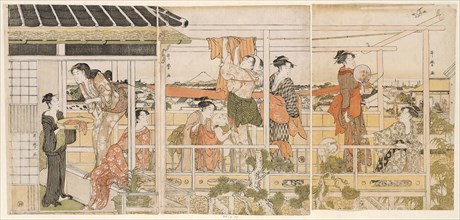 Drying Clothes (Monohoshi), c. 1790, Kitagawa Utamaro ??? ??, Japanese, 1753 (?)-1806, Japan, Color