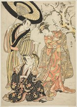 The Actors Iwai Hanshiro IV (right), Ichikawa Monnosuke II (center), and Sakata Hangoro III (left),