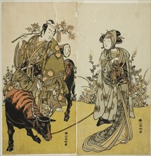 The Actors Iwai Hanshiro IV as Okume (right), and Ichikawa Monnosuke II as Koshiba Yukienojo
