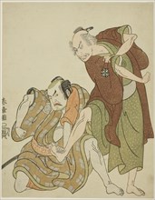 Actors playing the roles of Giheiji and his son-in-law, Danshichi Kurobei, c. 1768, Katsukawa
