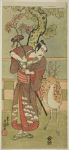 The Actor Ichikawa Yaozo II as Goi no Sho Munesada with a Deer, in the Play Kuni no Hana Ono no