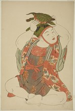 Boy as Jurojin, from an untitled series of children as the Seven Gods of Good Fortune, 1780s, Kitao