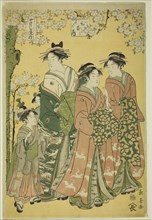 The Courtesan Hinazuru of the Chojiya and Her Attendants, early 1790s, Eishosai Choki, Japanese,