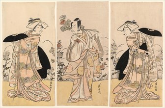 Bando Mitsugoro II as Tennen no Mansaku-kitsune and Ichikawa Monnosuke III as Nikaido Shinanonosuke