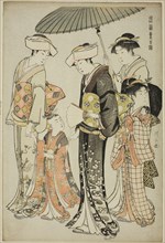 A Girl and Four Servants, from the series A Brocade of Eastern Manners (Fuzoku Azuma no nishiki), c