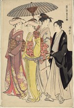 A Lady with Three Servants, from the series A Brocade of Eastern Manners (Fuzoku Azuma no nishiki),