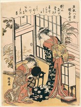 A Mirror on a Stand Suggesting the Autumnal Moon (Kyodai no shugetsu), from the series Eight Scenes