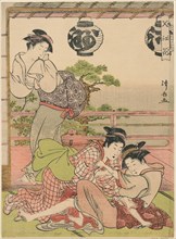 Two Geisha Struggling for a Letter (Fumi no arasoi), from the series Flowers of Nakasu (Nakasu no