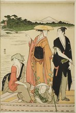 Ferry on the Rokugo River, c. 1784, Torii Kiyonaga, Japanese, 1752-1815, Japan, Color woodblock