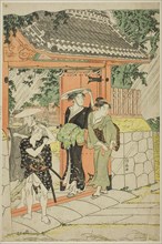 Sudden Shower at Mimeguri Shrine, c. 1787, Torii Kiyonaga, Japanese, 1752-1815, Japan, Color