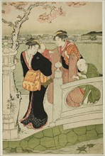 Women and Children on the Causeway at Shinobazu Pond, c. 1788, Torii Kiyonaga, Japanese, 1752-1815,