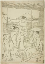 Visitors to Enoshima, c. 1789, Torii Kiyonaga, Japanese, 1752-1815, Japan, Woodblock print, center