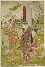 Picking Flowers at Kumano Junisha Shrine in Tsunohazu, late 1780s, Katsukawa Shuncho, Japanese,