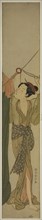 Hanging Up a Mosquito Net, c. 1767/68, Suzuki Harunobu ?? ??, Japanese, 1725 (?)-1770, Japan, Color
