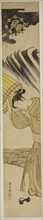 Woman Opening Umbrella as Thunder Approaches, c. 1769, Suzuki Harunobu ?? ??, Japanese, 1725