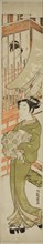Young Woman Emerging from a Bathhouse, c. 1772, Isoda Koryusai, Japanese, 1735-1790, Japan, Color