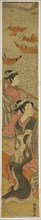 Courtesan and Her Attendant on a Balcony Overlooking River, c. 1771, Isoda Koryusai, Japanese,