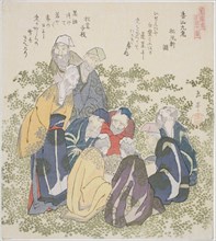 The Nine Old Men of Mount Xiang (Kozan kyuro), from the series A Set of Ten Famous Numbers for the