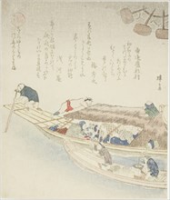 Ferry boat on the Yodo River, c. 1815/25, Teisai Hokuba, Japanese, 1771-1844, Japan, Color