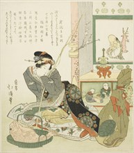 Lady Seated by a Tokonoma Alcove, 1829, Totoya Hokkei, Japanese, 1780-1850, Japan, Color woodblock