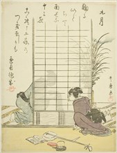The Ninth Month (Kugatsu), from an untitled series of genre scenes in the twelve months, with kyoka