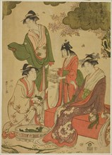 Women Viewing Cherry Blossoms, c. 1793, Chobunsai Eishi, Japanese, 1756-1829, Japan, Color