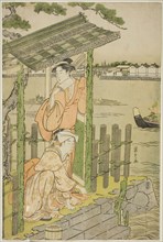 Gathering at a Teahouse on the Bank of the Sumida River, c. 1788/90, Chobunsai Eishi, Japanese,