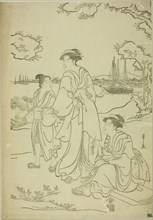 Viewing Cherry Blossoms at Goten Hill, c. 1787, Chobunsai Eishi, Japanese, 1756-1829, Japan,