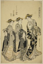 The Courtesan Hinazuru of the Chojiya with her Attendants, from the series Edo Purple in the
