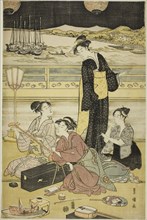Evening party at Shinagawa, c. 1790, Utagawa Toyokuni I ?? ?? ??, Japanese, 1769–1825, Japan, Color