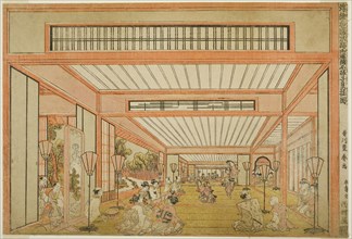 Views of Reception Rooms in Japan, Entertainments on the Day of the Rat in the Modern Style (Uki-e