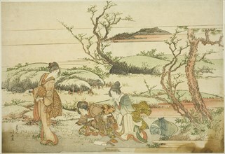 Gathering spring greens, from the album Fuji in Spring (Haru no Fuji), 1803, Katsushika Hokusai ??