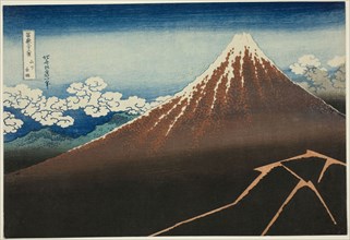 Shower Below the Summit (Sanka hakuu), from the series Thirty-Six Views of Mount Fuji (Fugaku