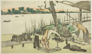 Potters at Work, Imado, c. 1808, Katsushika Hokusai ?? ??, Japanese, 1760-1849, Japan, Color