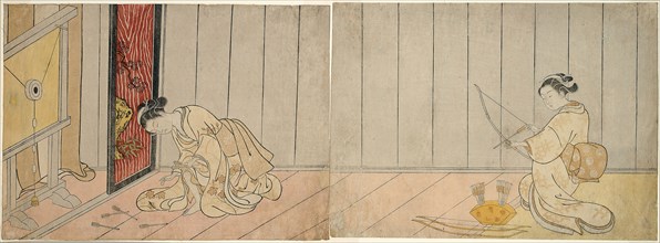 The Archery Gallery, 1765, Suzuki Harunobu ?? ??, Japanese, 1725 (?)-1770, Japan, Color woodblock