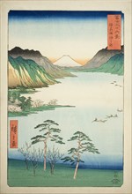 Lake Suwa in Shinano Province (Shinshu Suwa no mizuumi), from the series Thirty-six Views of Mount
