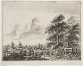 Landscape with Little Bridge, n.d., Gillis Neyts, Flemish, 1623-87, Flanders, Etching on cream laid