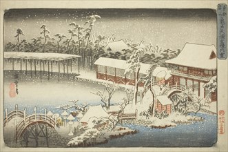 The Compound of the Tenman Shrine at Kameido in the Snow (Kameido Tenmangu keidai no yuki), from
